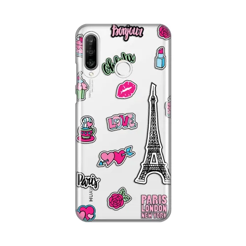 Silikonska futrola - maska print Skin za Huawei P30 Lite Love Paris.