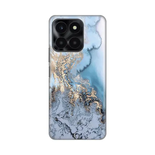 Silikonska futrola - maska print za Huawei Honor X6a Blue Gold Marble.
