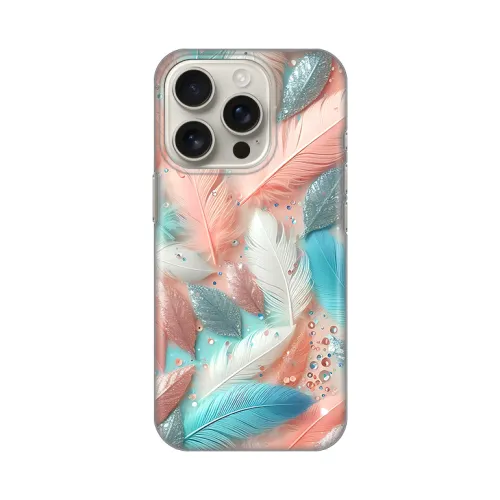 Silikonska futrola - maska print za iPhone 16 Pro 6.3 Pastel Feathers.