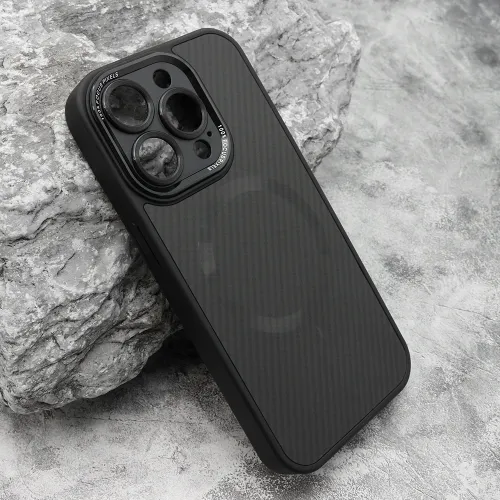 Futrola - maska CARBON MagSafe za iPhone 15 Pro (6.1) crna (small camera) (MS).