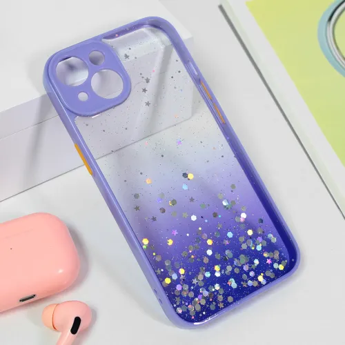 Futrola - maska Frame Glitter za iPhone 15 6.1 ljubicasta.