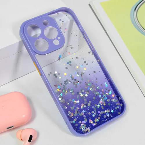 Futrola - maska Frame Glitter za iPhone 15 Pro 6.1 ljubicasta.