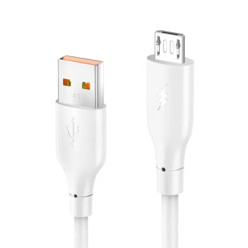 USB Data kabl KONFULON DC63, 3A, USB na micro USB beli 1m.