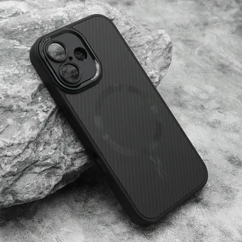 Futrola - maska CARBON MagSafe za iPhone 16 (6.1) crna (small camera) (MS).