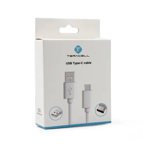 USB Data kabl Teracell Plus 2.4A Type C beli 1.2m.