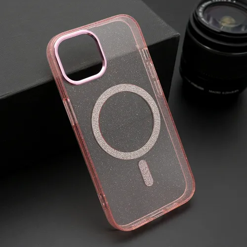 Futrola - maska SPARKLING MagSafe za iPhone 15 (6.1) roze (MS).