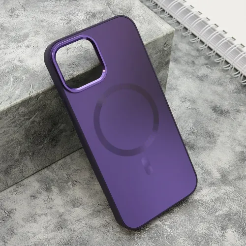 Futrola - maska COLOR METAL MagSafe za iPhone 12/12 Pro (6.1) ljubicasta (MS).