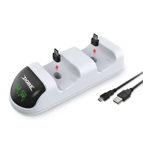 Dobe TP5-0506 stalak-punjac za dva gamepada PS5 beli.