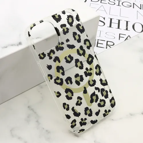 Futrola - maska LEOPARD MagSafe za iPhone 13 (6.1)/iPhone 14 (6.1) crna (MS).