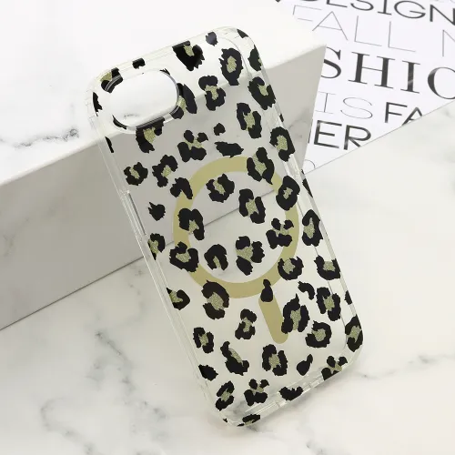 Futrola - maska LEOPARD MagSafe za iPhone 16E (6.1) crna (MS).