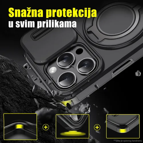 Futrola - maska CamShield Ring stand za Samsung Galaxy S23 Ultra crna.