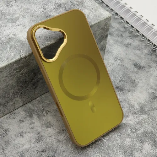 Futrola - maska COLOR METAL MagSafe za iPhone 16 (6.1) zlatna (MS).
