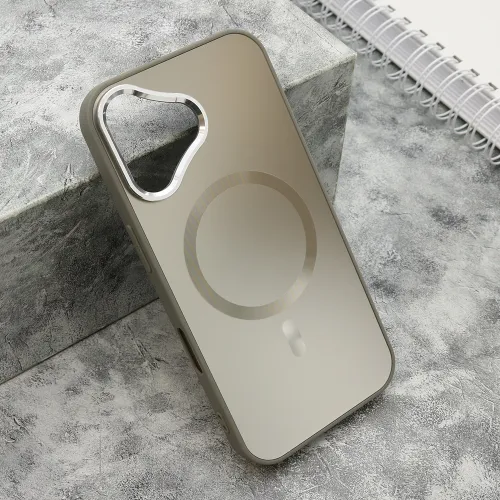 Futrola - maska COLOR METAL MagSafe za iPhone 16 (6.1) srebrna (MS).