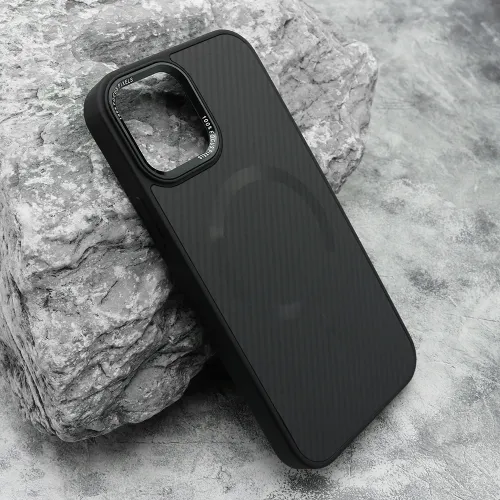 Futrola - maska CARBON MagSafe za iPhone 12/12 Pro (6.1) crna (big camera) (MS).