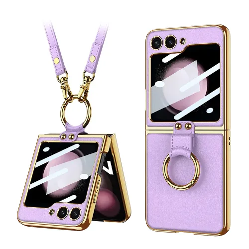 Futrola - maska GOLD EDGE za Samsung F741B Galaxy Z Flip 6 5G ljubicasta (GKK case) (MS).