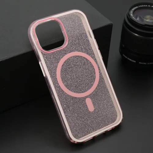Futrola - maska CRYSTAL MagSafe za iPhone 15 (6.1) roze (MS).