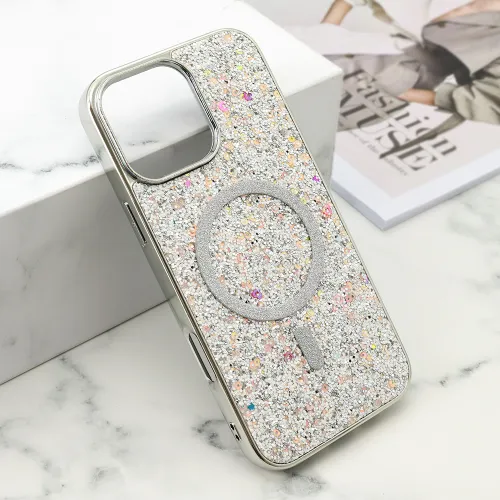Futrole GLAM GLOW MagSafe za iPhone 16 Pro Max (6.9) srebrna (MS).