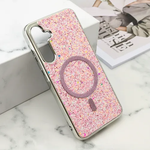 Futrole GLAM GLOW MagSafe za Samsung A556 Galaxy A55 5G roze (MS).