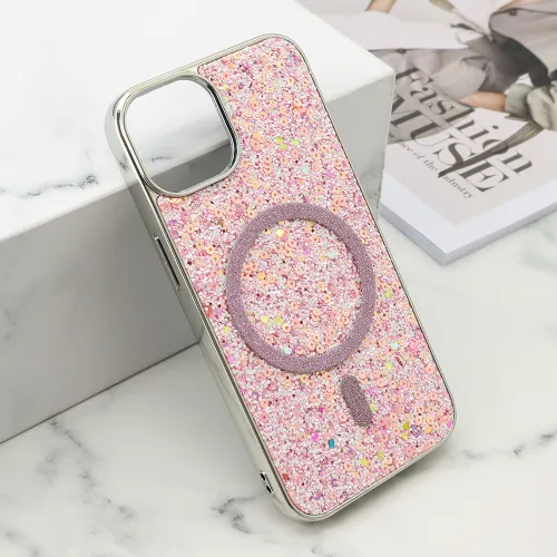Futrole GLAM GLOW MagSafe za iPhone 13 (6.1) roze (MS).