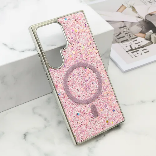 Futrole GLAM GLOW MagSafe za Samsung S928 Galaxy S24 Ultra 5G roze (MS).