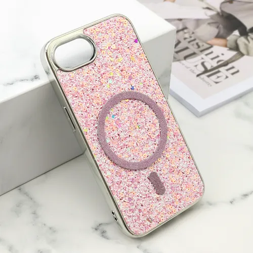 Futrole GLAM GLOW MagSafe za iPhone 16E (6.1) roze (MS).
