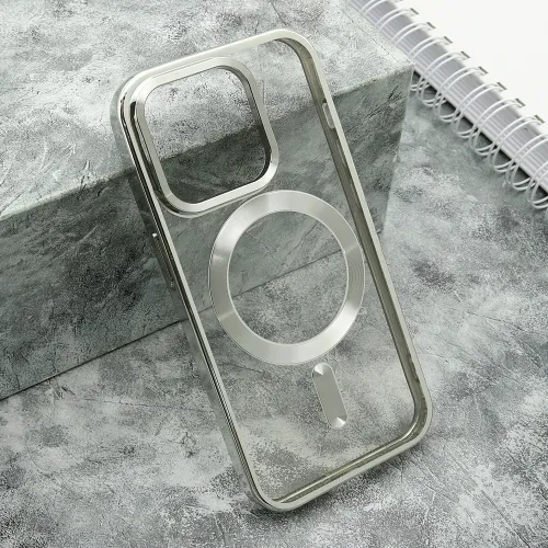 Futrola - maska CLEAR ELEGANT MAGSAFE za iPhone 15 Pro (6.1) srebrna (MS).