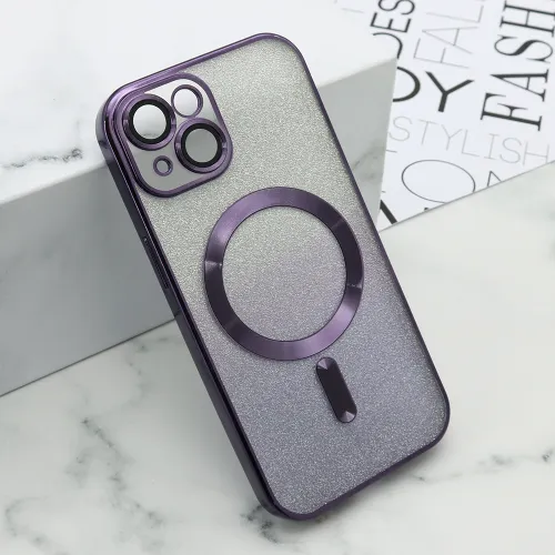 Futrola - maska GLITTER MAGSAFE za iPhone 15 (6.1) ljubicasta (MS).