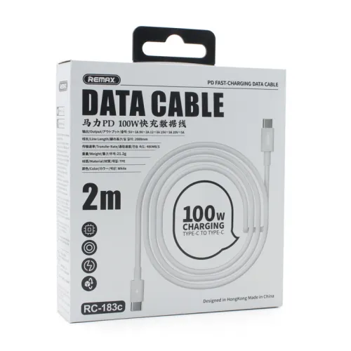 USB Data kabl Remax RC-183 PD 100W Type C na Type C 2m.