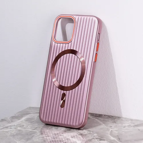Futrola - maska Magsafe Stripe za iPhone 12 6.1 roze.