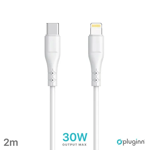 USB Data kabl Pluginn PI-PDL 30W Type C na Lightning beli 2m.