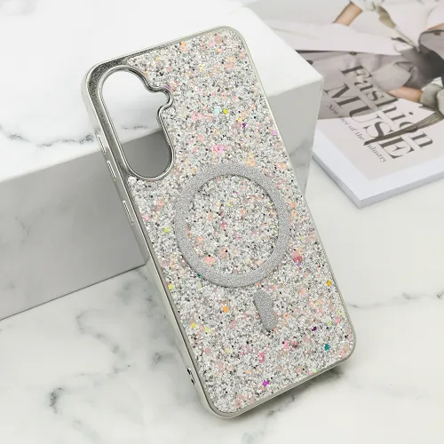 Futrola - maska GLAM GLOW MagSafe za Samsung A366 Galaxy A36 5G srebrna (MS).