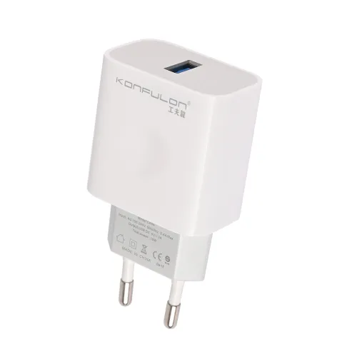 Kucni punjac KONFULON C69A+DC05 QC 15W, USB na iPhone lightning beli 1m.
