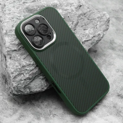 Futrola - maska CARBON MagSafe za iPhone 16 Pro (6.3) zelena (small camera) (MS).