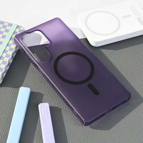 Futrola - maska Magsafe mat PC za Samsung S938 Galaxy S25 Ultra ljubicasta.