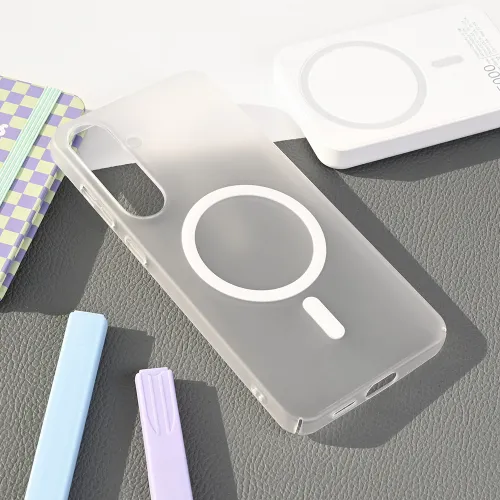 Futrola - maska Magsafe mat PC za Samsung S936 Galaxy S25 Plus bela.