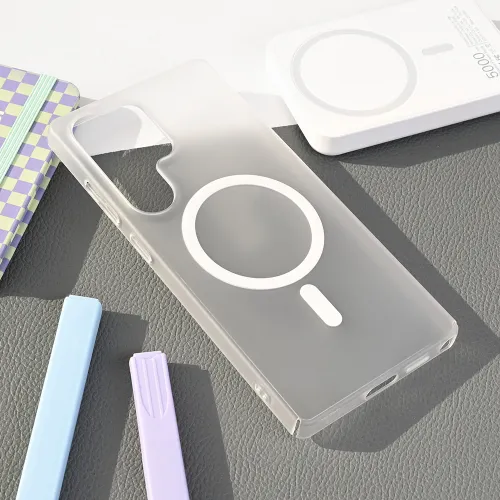 Futrola - maska Magsafe mat PC za Samsung S938 Galaxy S25 Ultra bela.