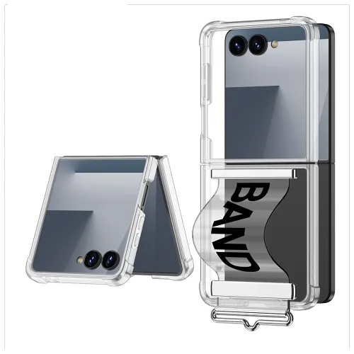 Futrola - maska CLEAR STRAP za Samsung F751B Galaxy Z Flip 7 5G crna (GKK case) (MS).