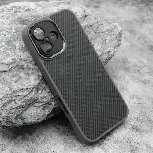 Futrola - maska CARBON MagSafe za iPhone 16 (6.1) siva (small camera) (MS).
