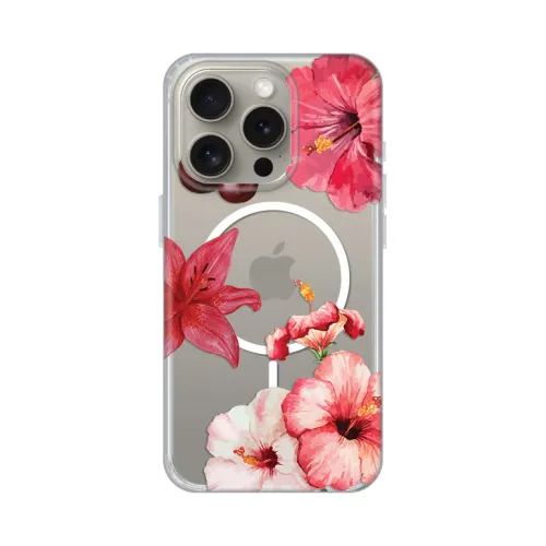 Futrola - maska print Magsafe za iPhone 15 Pro 6.1 Hibiscus.