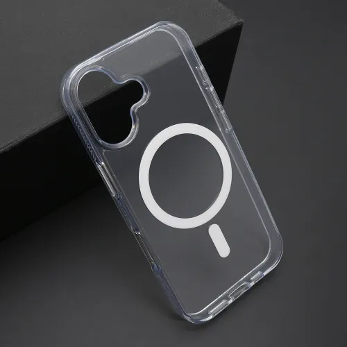 Futrola - maska COLOR FRAME MagSafe za iPhone 17 (6.3) srebrna (providna) (MS).