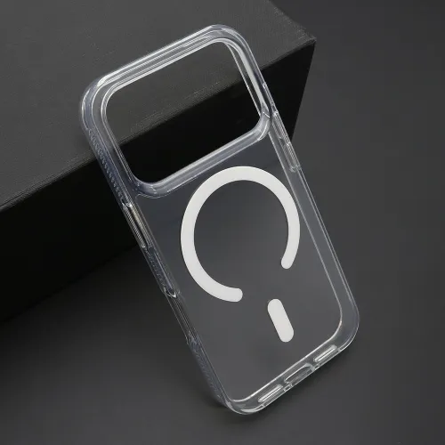 Futrola - maska COLOR FRAME MagSafe za iPhone 17 Pro (6.3) srebrna (providna) (MS).