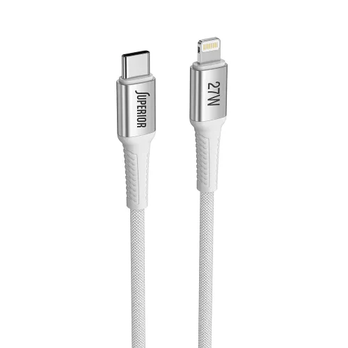 USB data kabl Superior SU-K150 pleteni 27W 3A Type-C na Lightning 1m beli (MS).