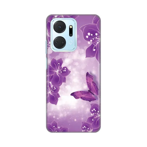 Silikonska futrola - maska print za Huawei Honor X7a Butterfly And Flowers.
