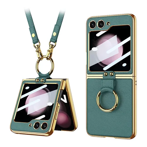 Futrola - maska GOLD EDGE za Samsung F741B/F761B Galaxy Z Flip 6 5G/Z Flip 7 FE 5G zelena (GKK case) (MS).