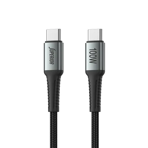 USB data kabl Superior SU-K110 pleteni Fast 100W 5A Type-C na Type-C 2m sivi (MS).