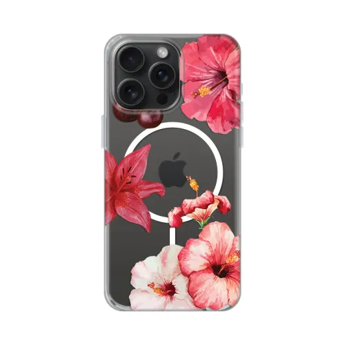 Futrola - maska print Magsafe za iPhone 15 Pro Max 6.7 Hibiscus.