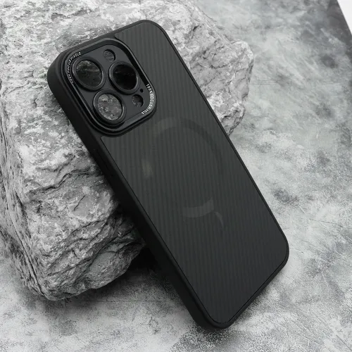 Futrola - maska CARBON MagSafe za iPhone 15 Pro Max (6.7) crna (small camera) (MS).