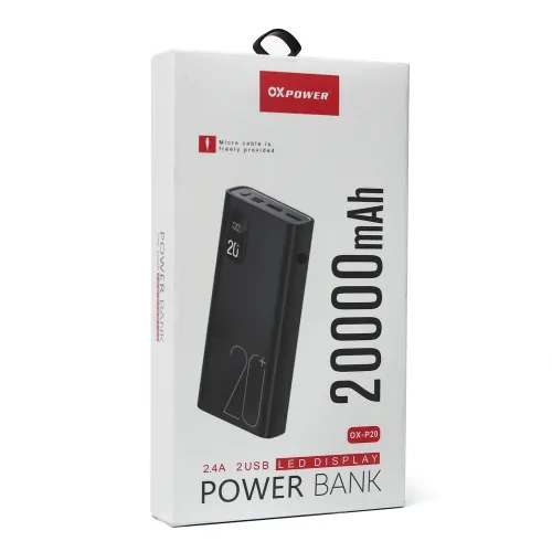 Power bank prenosiva baterija Oxpower P20 20000 mAh bela.
