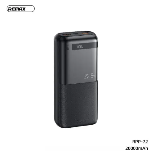 Power bank prenosiva baterija Remax Piloteer Series RPP-72 20W+22.5W Fast Charging 20000mAh crni.