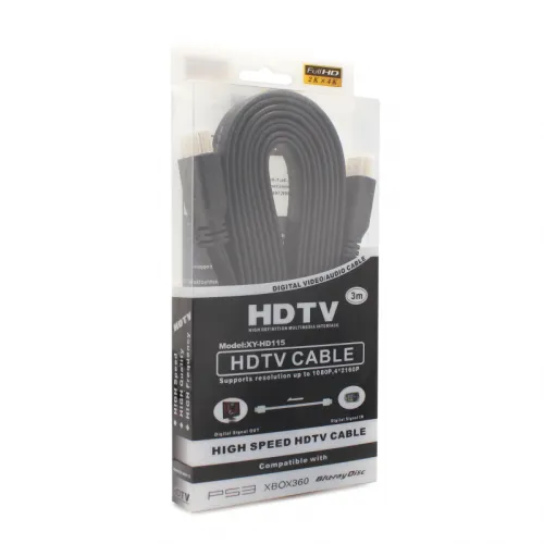 Kabl Flet kabl HDMI na HDMI 3m crni.